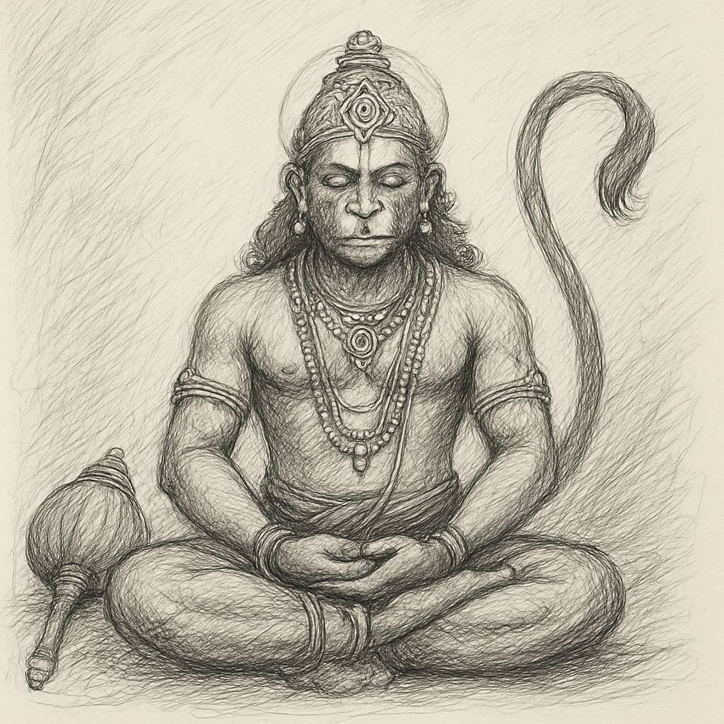 Meditating hanuman