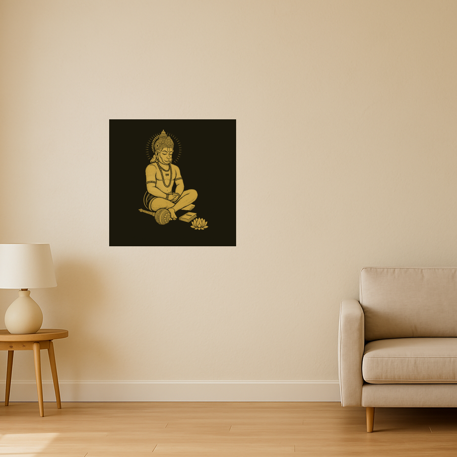 Meditating hanuman (Gold)