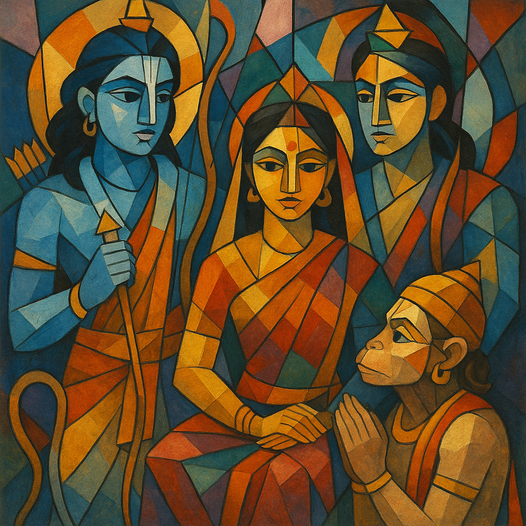 Ram with Lakshman, Seetha and Hanuman