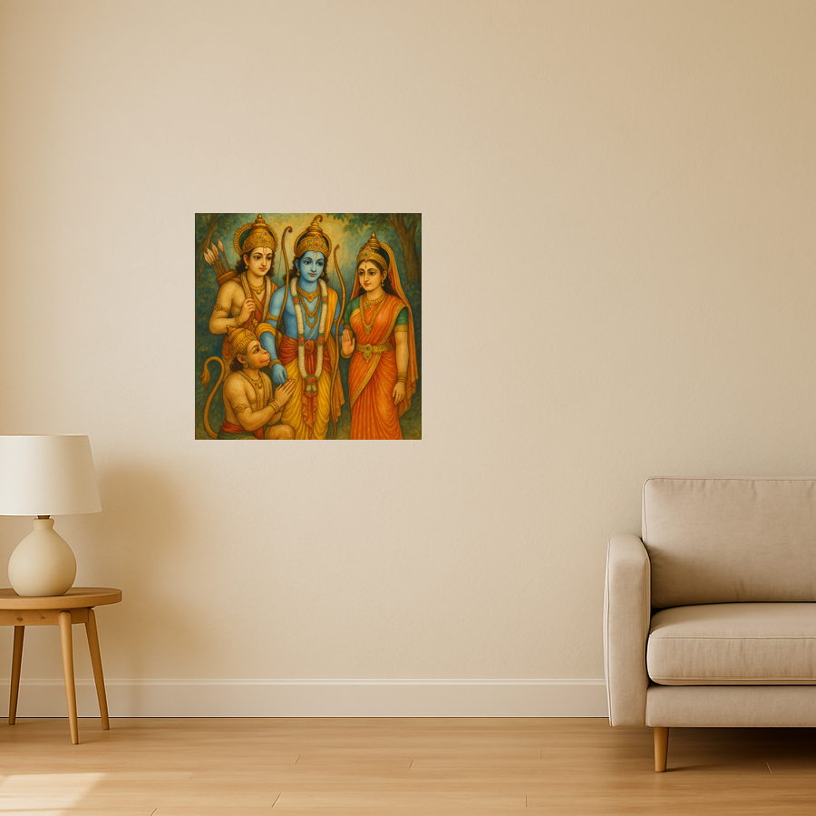 Ram with Lakshman, Sita and Hanuman