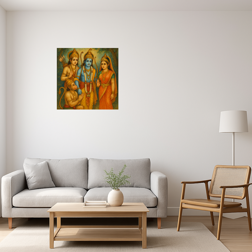 Ram with Lakshman, Sita and Hanuman