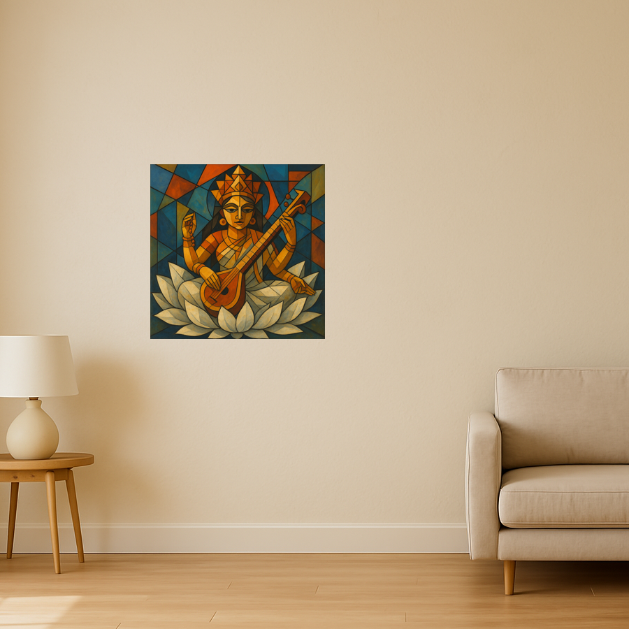 Goddess Saraswati on lotus