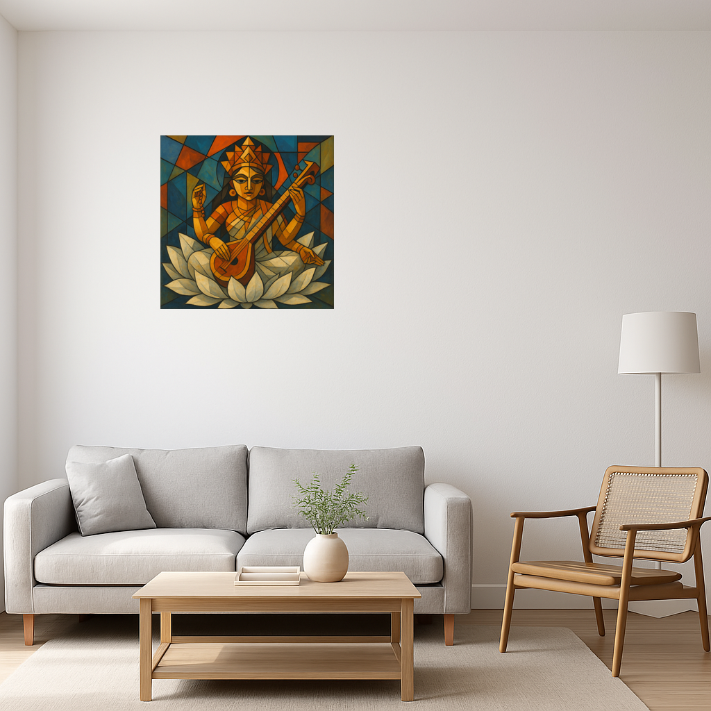 Goddess Saraswati on lotus