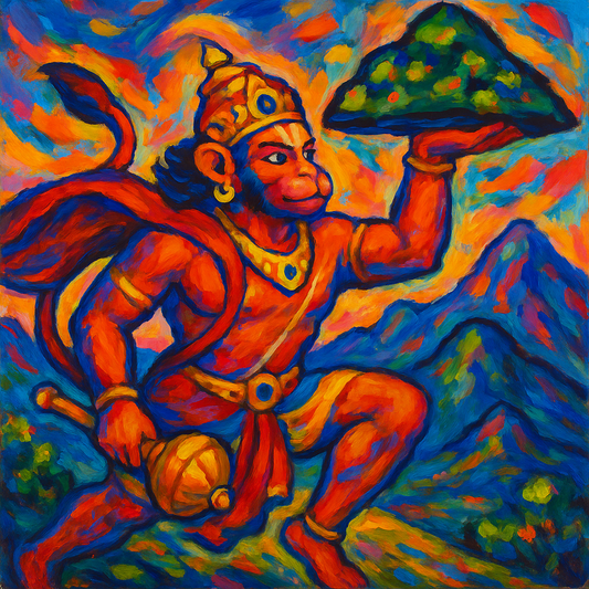 Hanuman lifting mount Sanjeevani