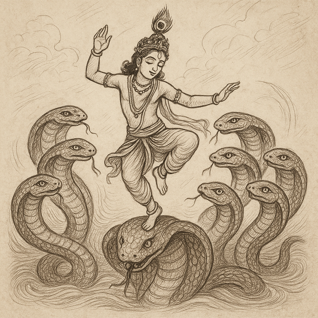 krishna dancing on kaliya naag