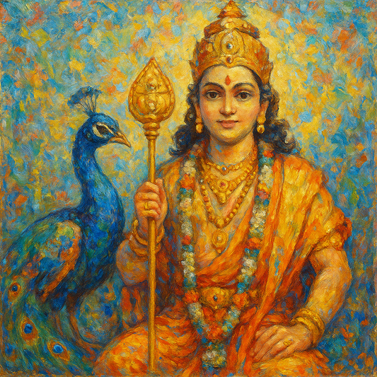 Lord Murugan with Peacock