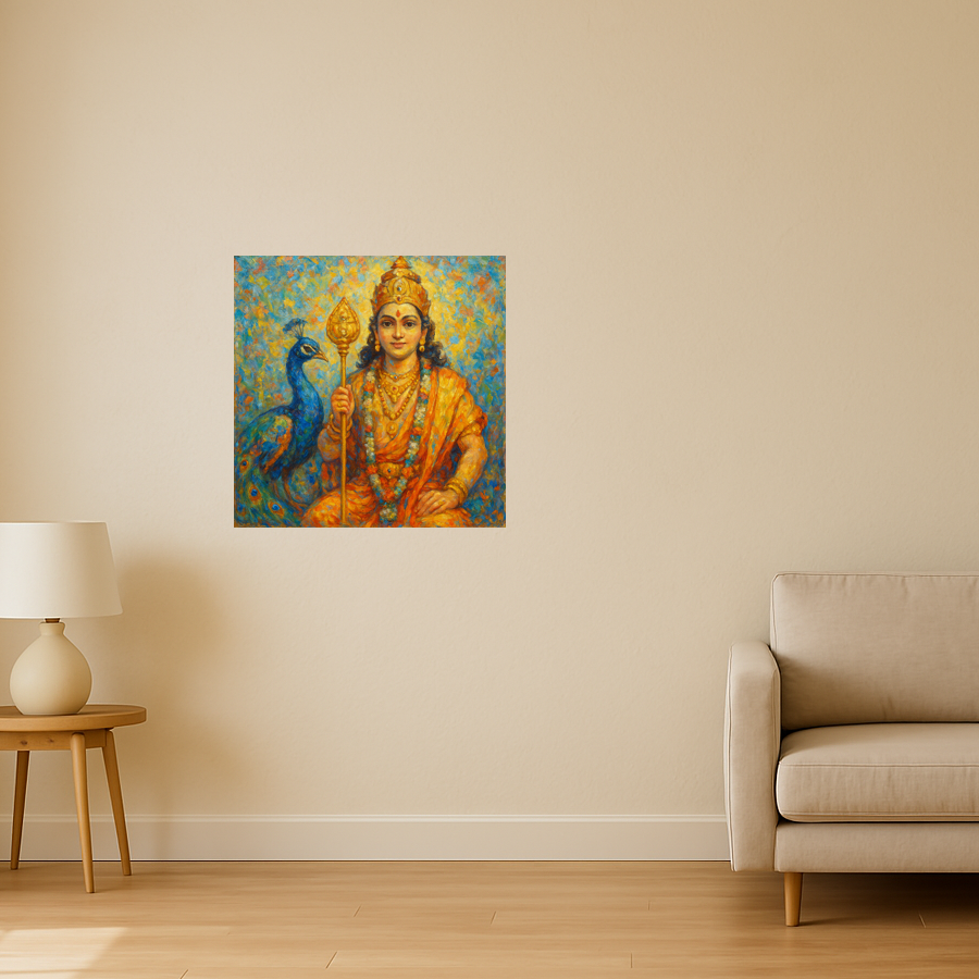 Lord Murugan with Peacock