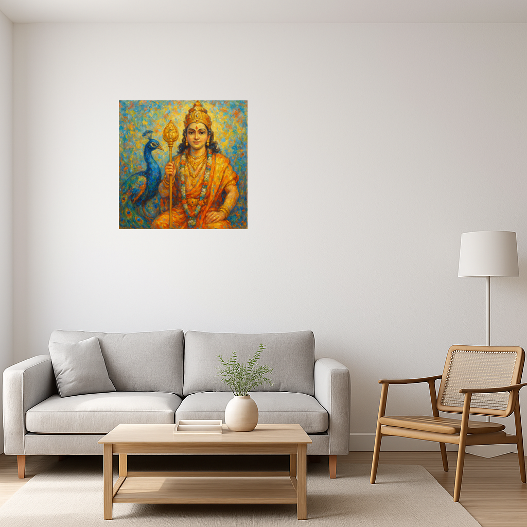 Lord Murugan with Peacock