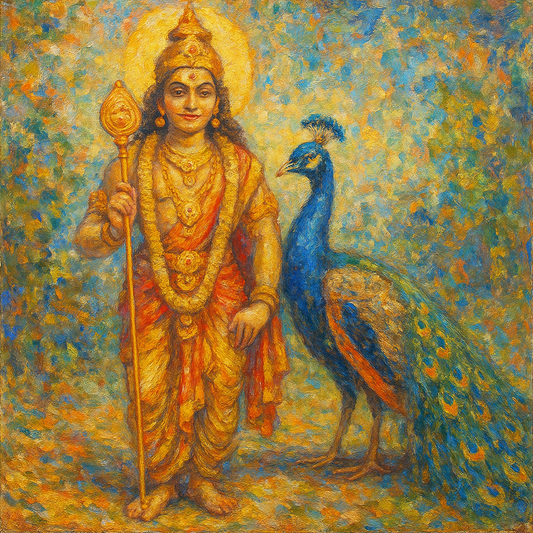 Lord Murugan with Peacock