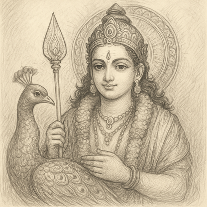 Lord Murugan with Peacock