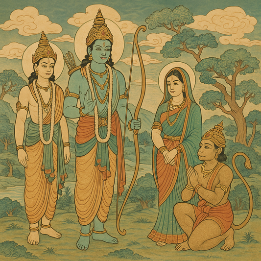 Ram with Lakshman, Sita and hanuman