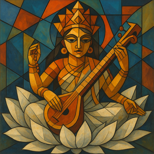 Goddess Saraswati on lotus