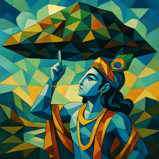 krishna lifting mount govardhan